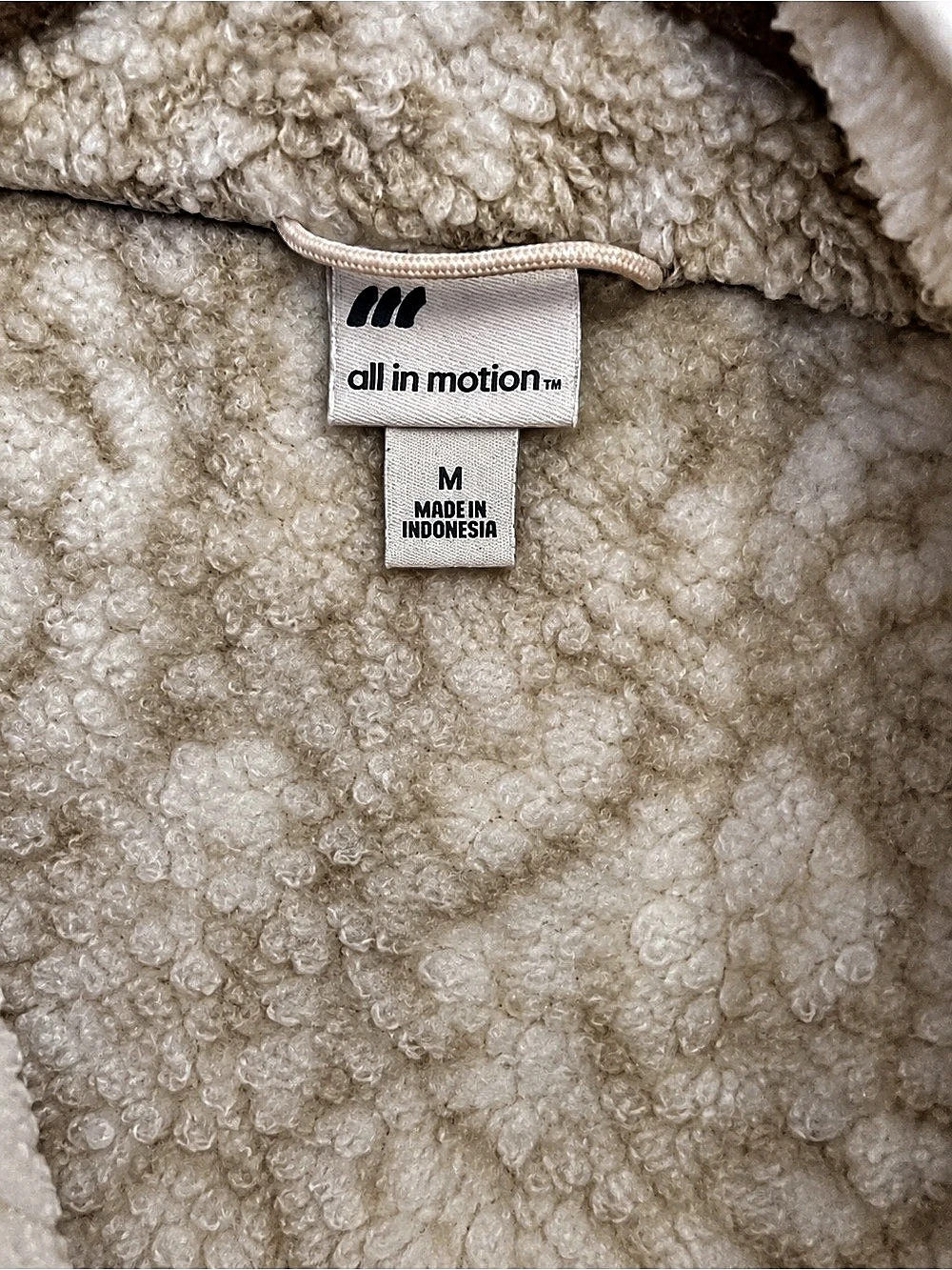all in motion Women's High Pile Sherpa Full Zip Jacket Beige & White Medium - Picture 2 of 2